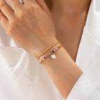 Multi-Color Crystal Heart Charm Tennis Bracelet | 80B1829