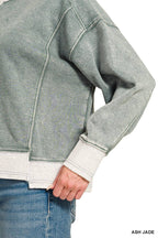 Acid Washed Fleece Contrast Trim Sweatshirts