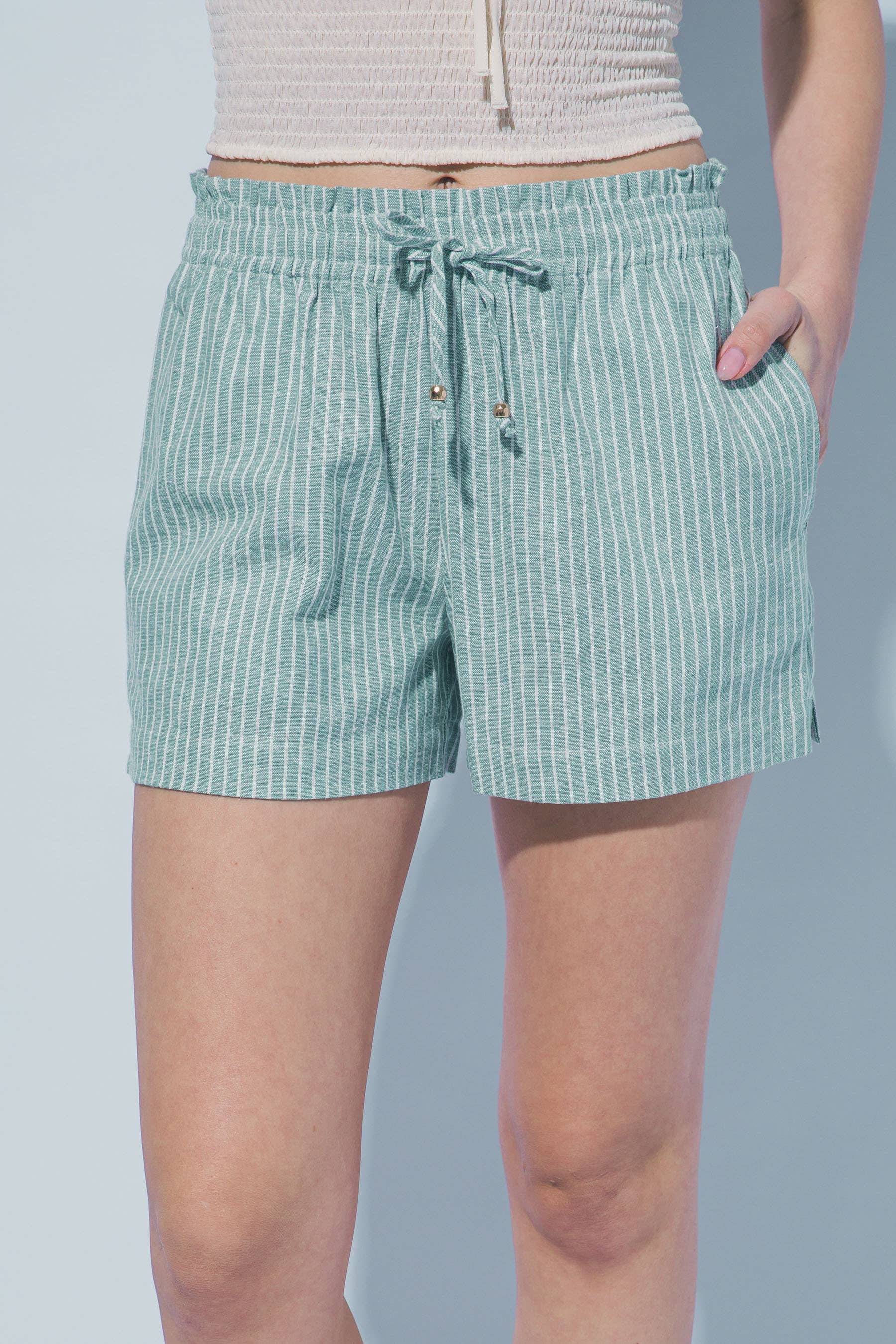 ...0324 Striped Linen Blend Shorts SI-29625