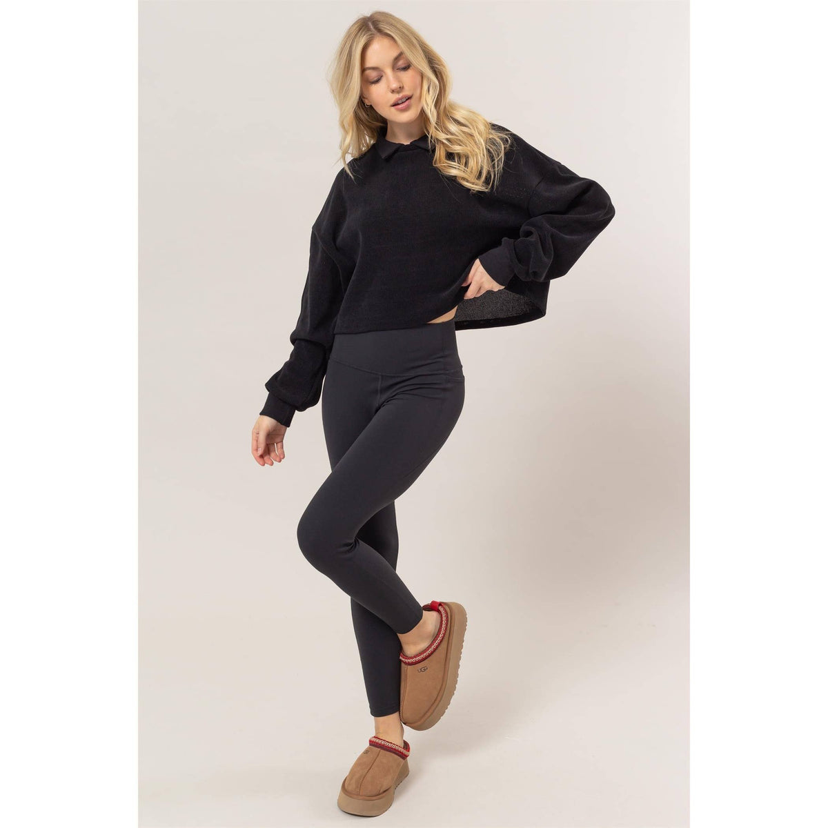 Collared Rib Knit Top