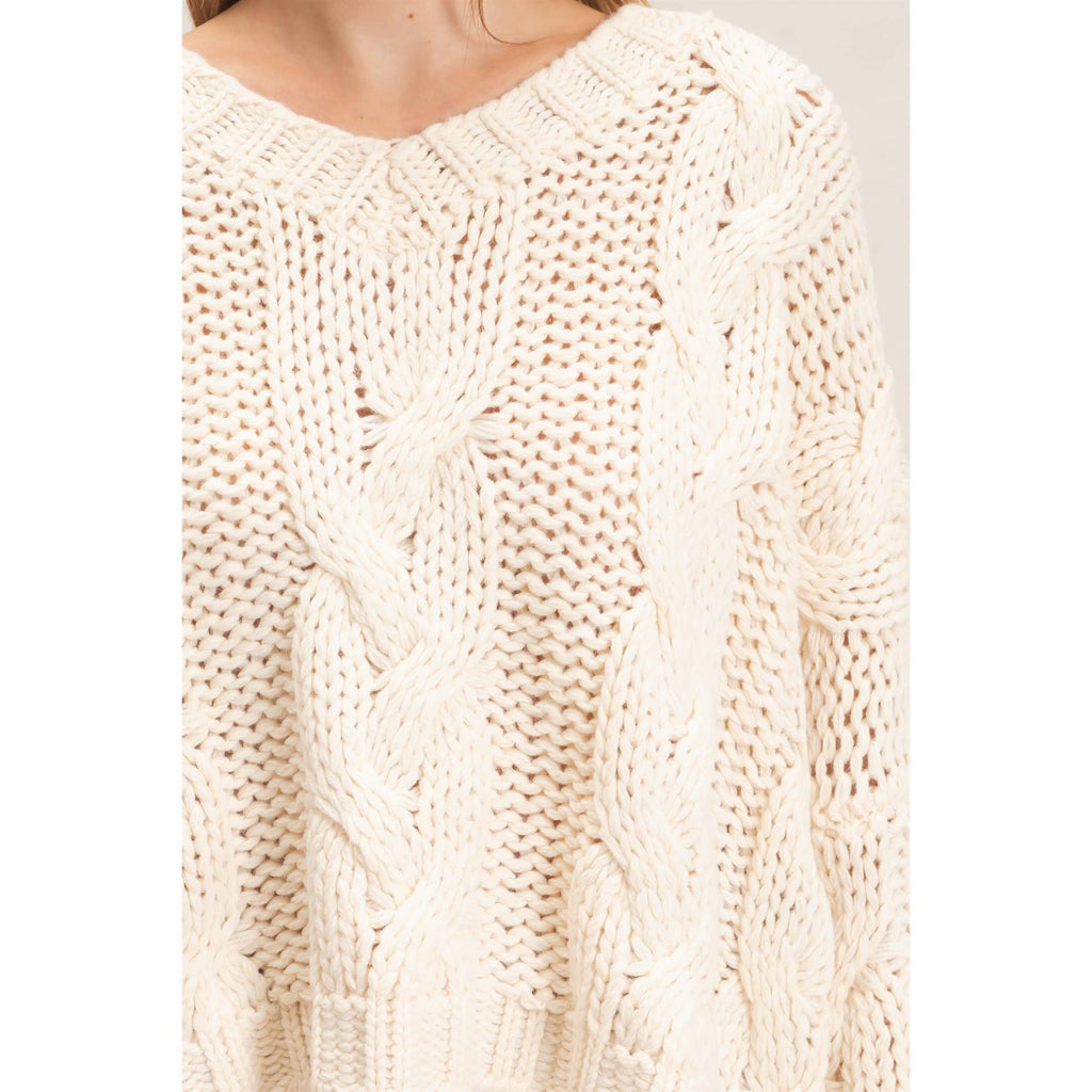 Cable Knit V-Neck Sweater