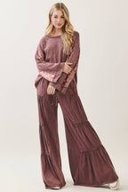 Mineral Washed Tiered Wide Leg Pants HP5033P1