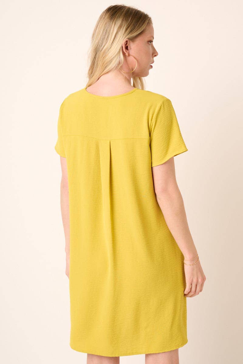 CD1565-AIRFLOW V-NECK SHORT SLEEVE SHIFT DRESS