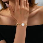 Enamel Quatrofoil Link Toggle Bracelet | 80B1801