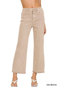 Acid Wash High Waist Frayed Hem Bootcut Pants