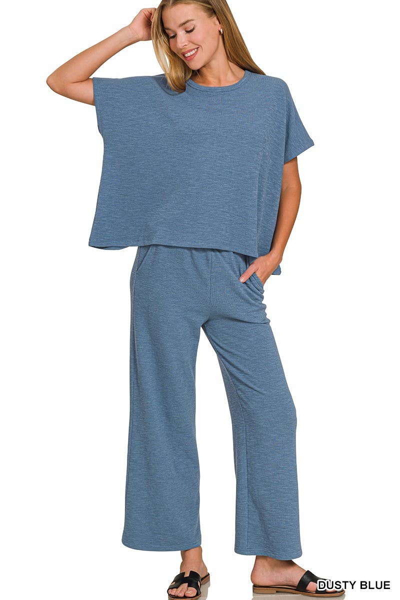 Cotton Slub Top And Pants Set