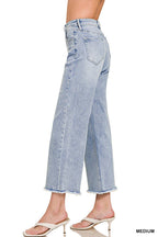 High Waist Wide Leg Straight Denim Pants - Zenana