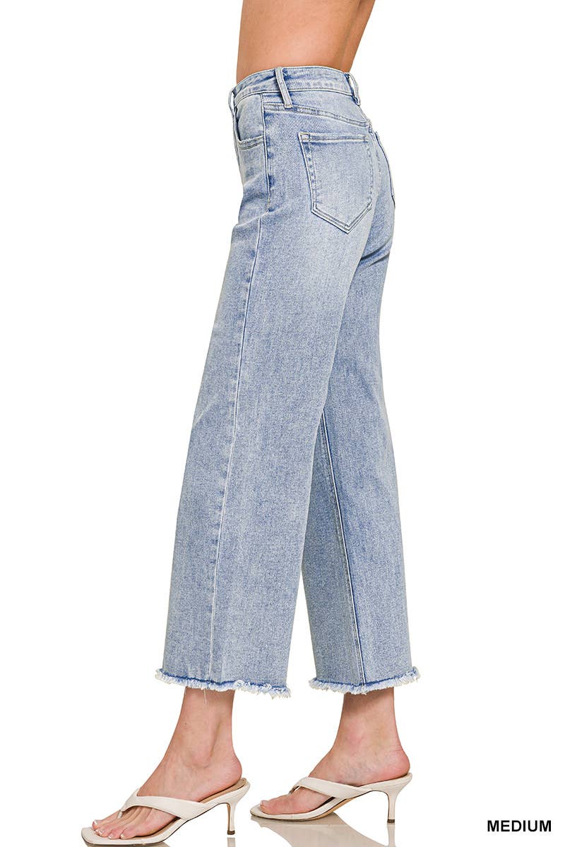High Waist Wide Leg Straight Denim Pants - Zenana