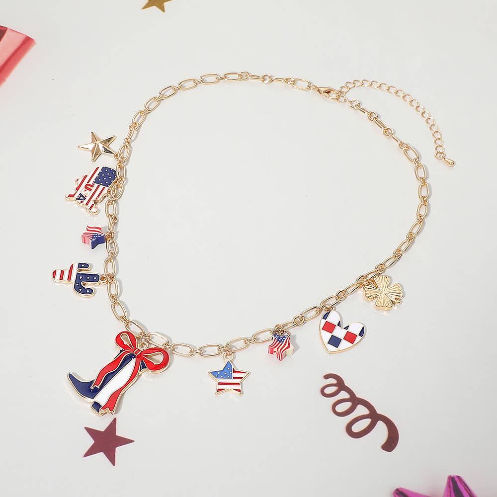 American USA Cowboy Charm Necklace