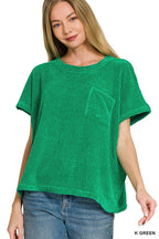Chenille Waffle Short Sleeve Sweater