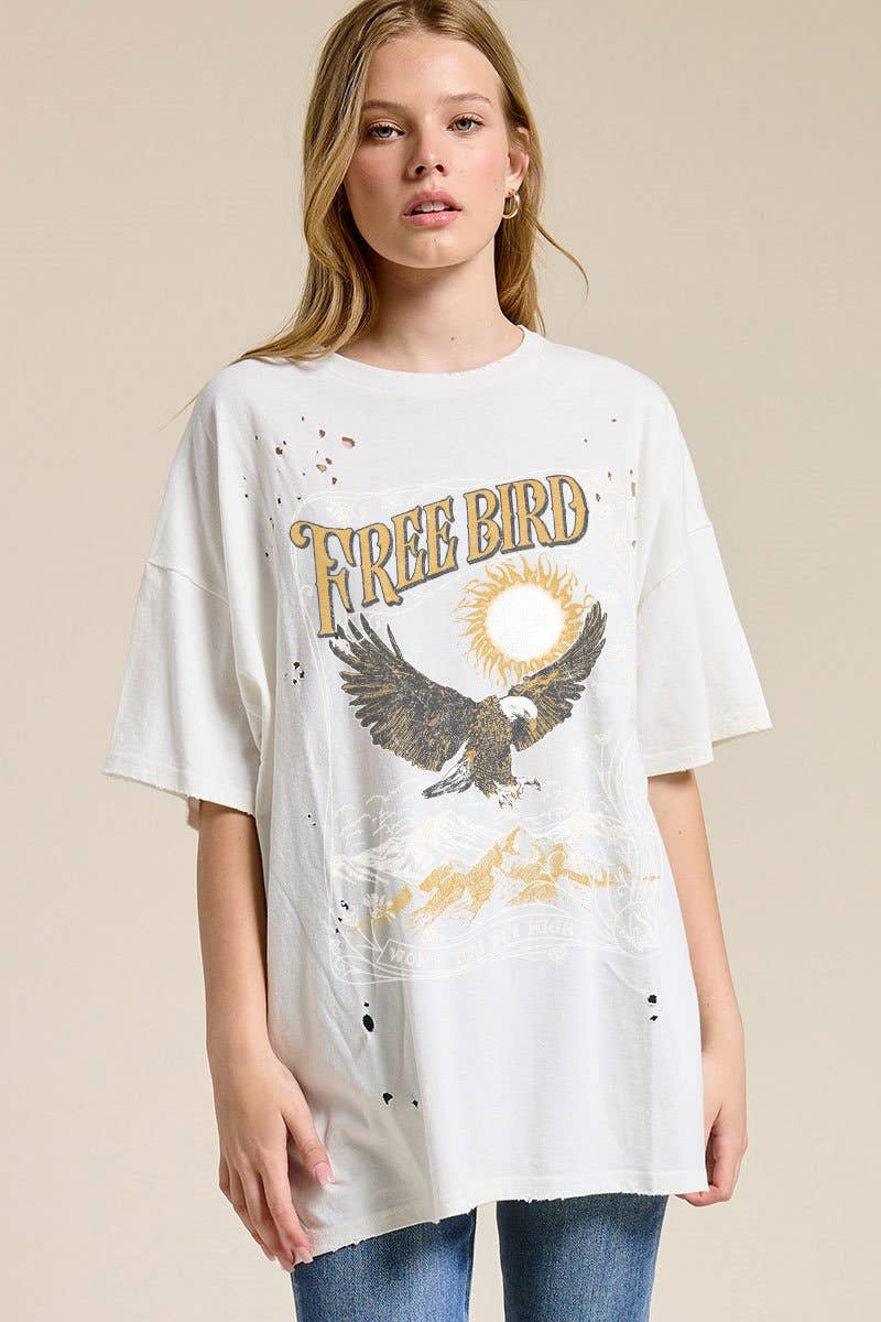 Free Bird Soaring Graphic S/S Oversized Seamless Tee