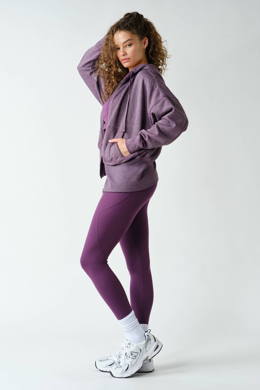 Fleece Hoodie Jacket with Tapered Sleeves