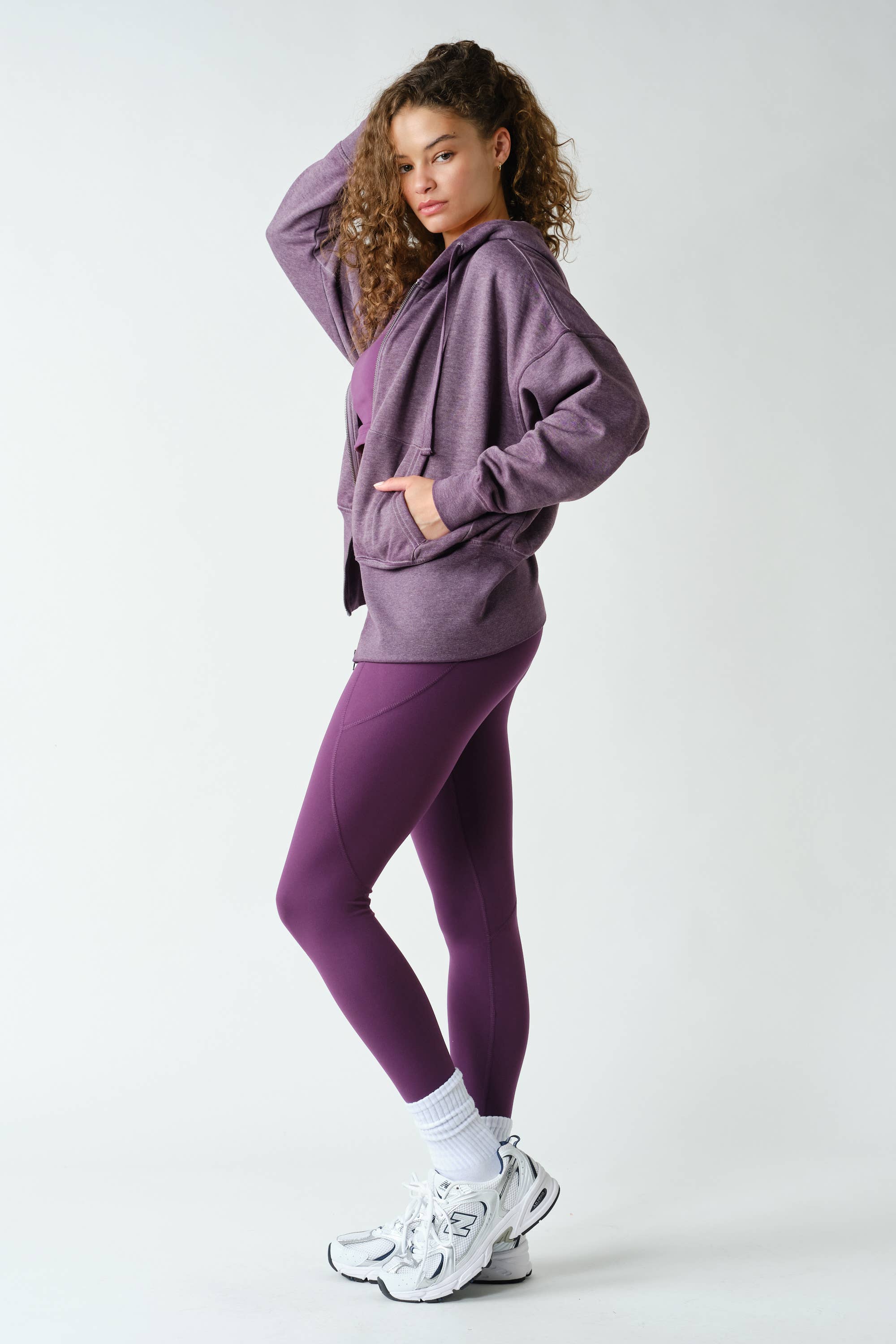 Fleece Hoodie Jacket with Tapered Sleeves