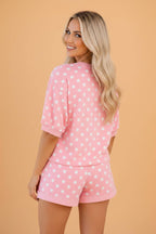 PRETTY BASH Polka Dot Oversized Top & Shorts Set
