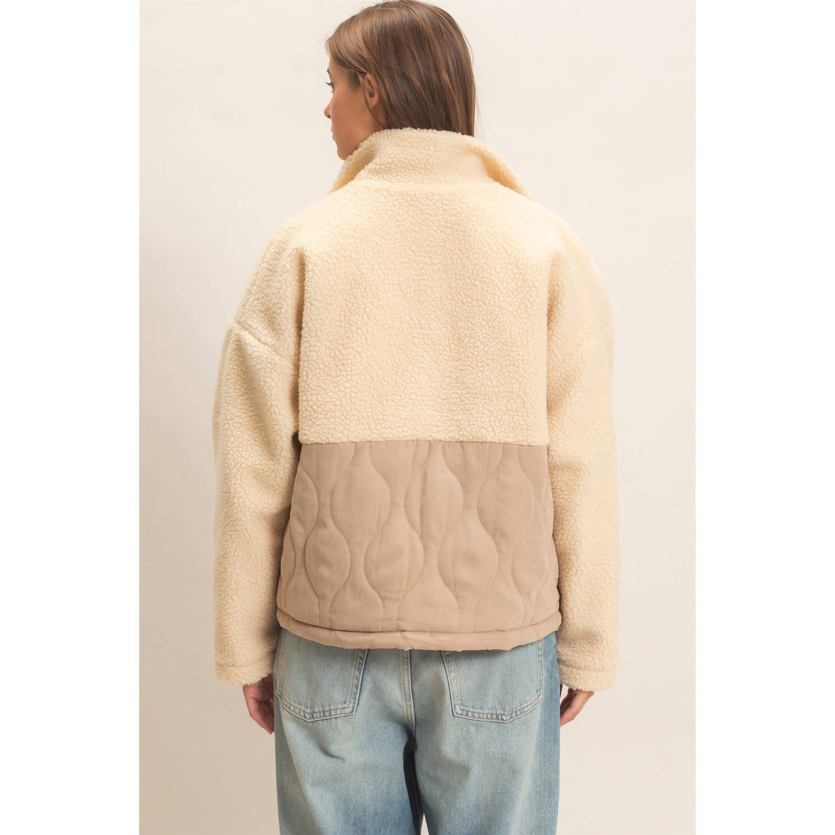 Quilted Sherpa Zip Up Jacket