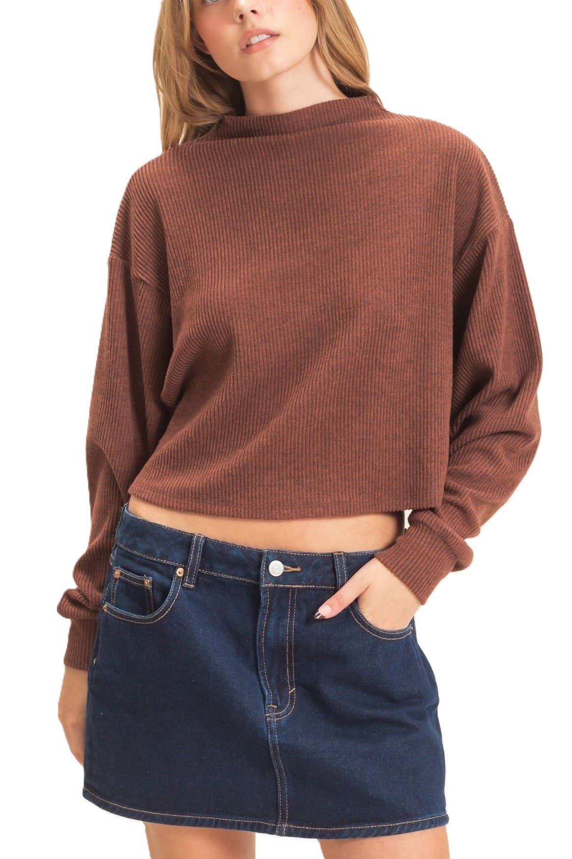 Ribbed Mock Neck Top