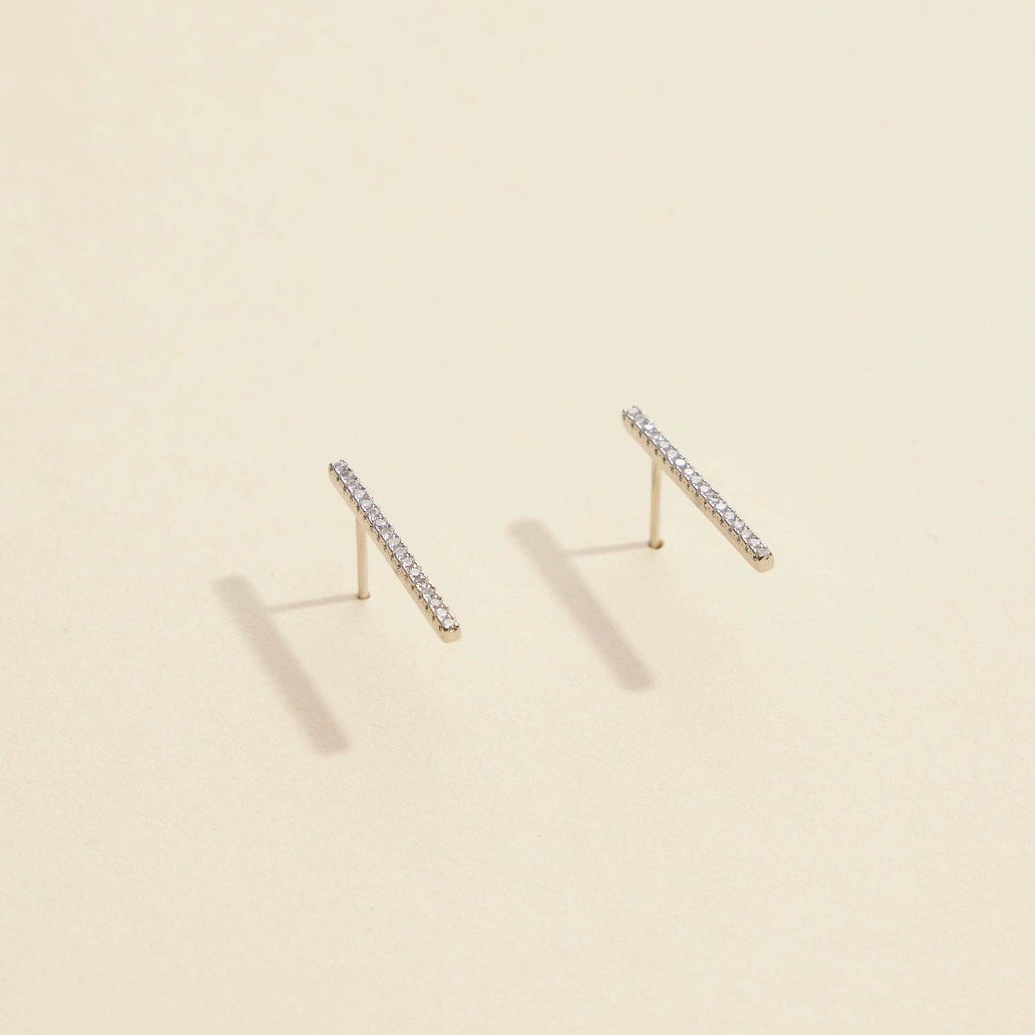 Bar Rhinestones Gold Dip Stud Earrings | Sleek Bar Rhinestone Gold-Dipped Stud Earrings