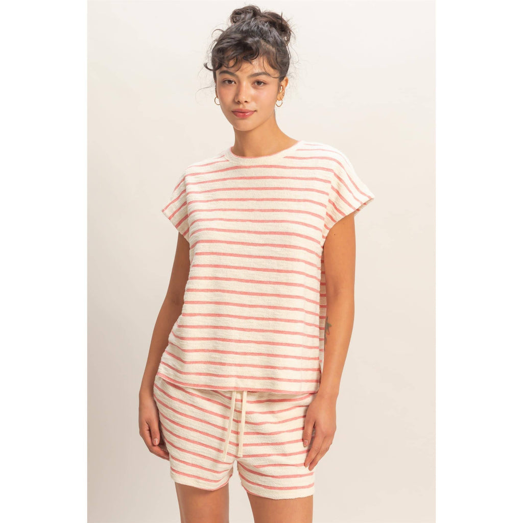 Striped Round Neck Short Sleeve Top