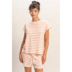 Striped Round Neck Short Sleeve Top