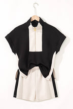 Contrast Zipped Collared Set