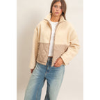Quilted Sherpa Zip Up Jacket