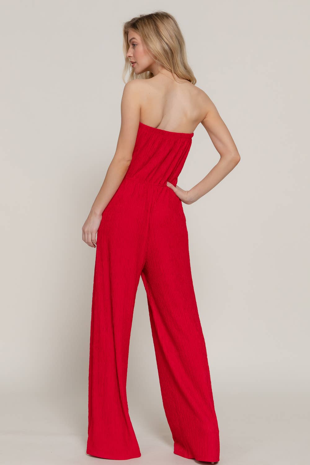 Crinkle Knit Tube Jumpsuit