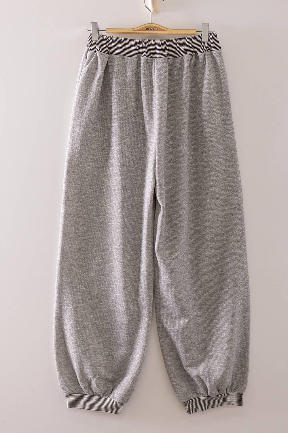 NT12845SET-Contrast Rib Trim Heathered Knit Lounge Set