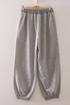NT12845SET-Contrast Rib Trim Heathered Knit Lounge Set
