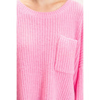 Ribbed Knit Patch Pocket Sweater