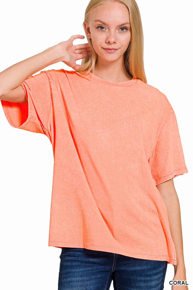 `Vintage Wash Oversize Cotton Tee