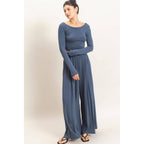 Long Sleeve Top & Wide Leg Pants Set