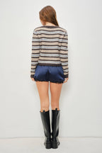 KAY STRIPED BUTTON UP CARIDGAN