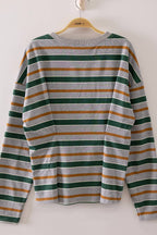 NT12979-Stripe Waist Pleated Top