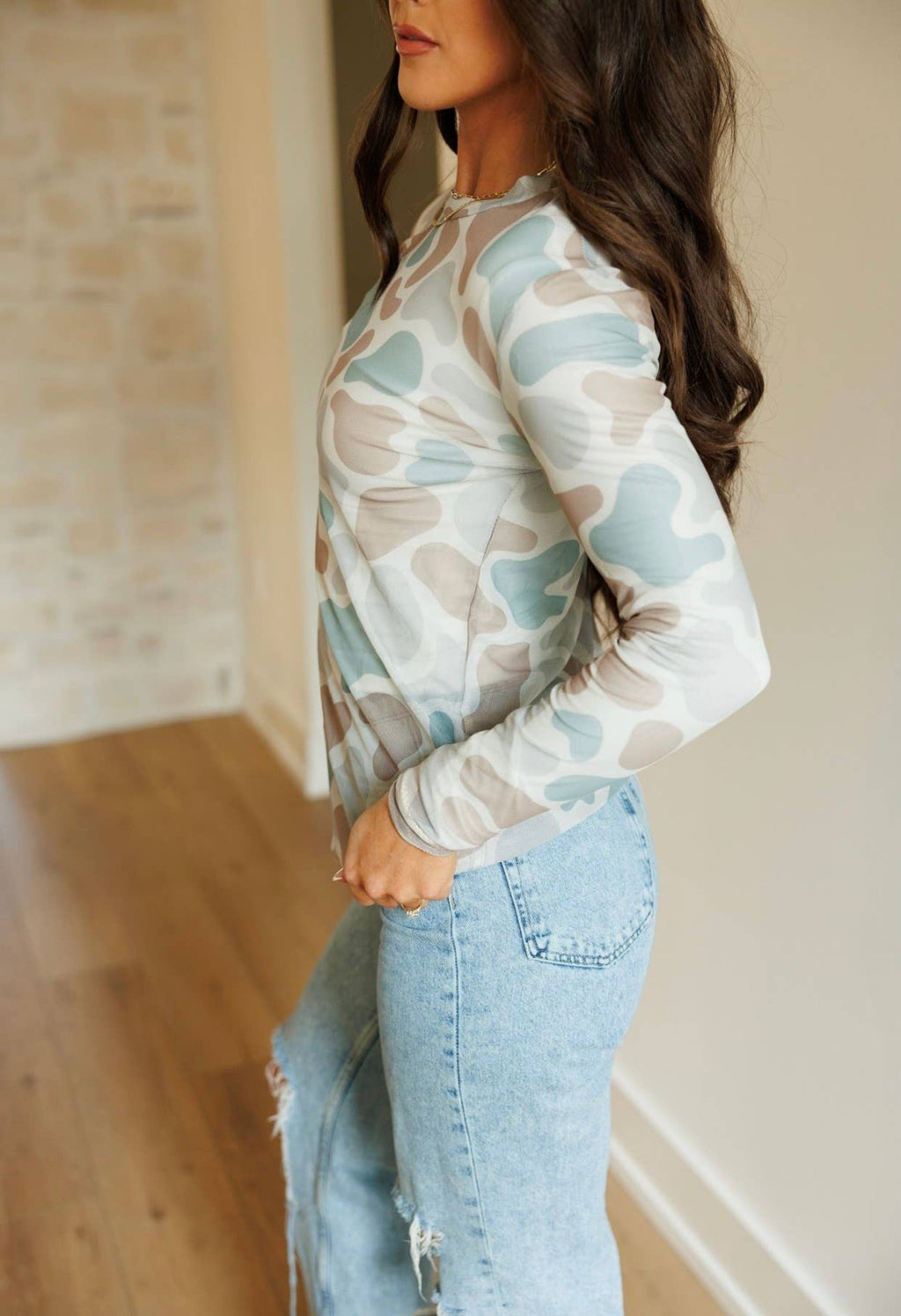 Camo Mesh Top