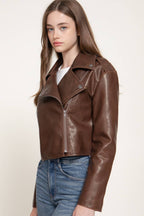 Vintage Wash Faux Leather Motor Jacket