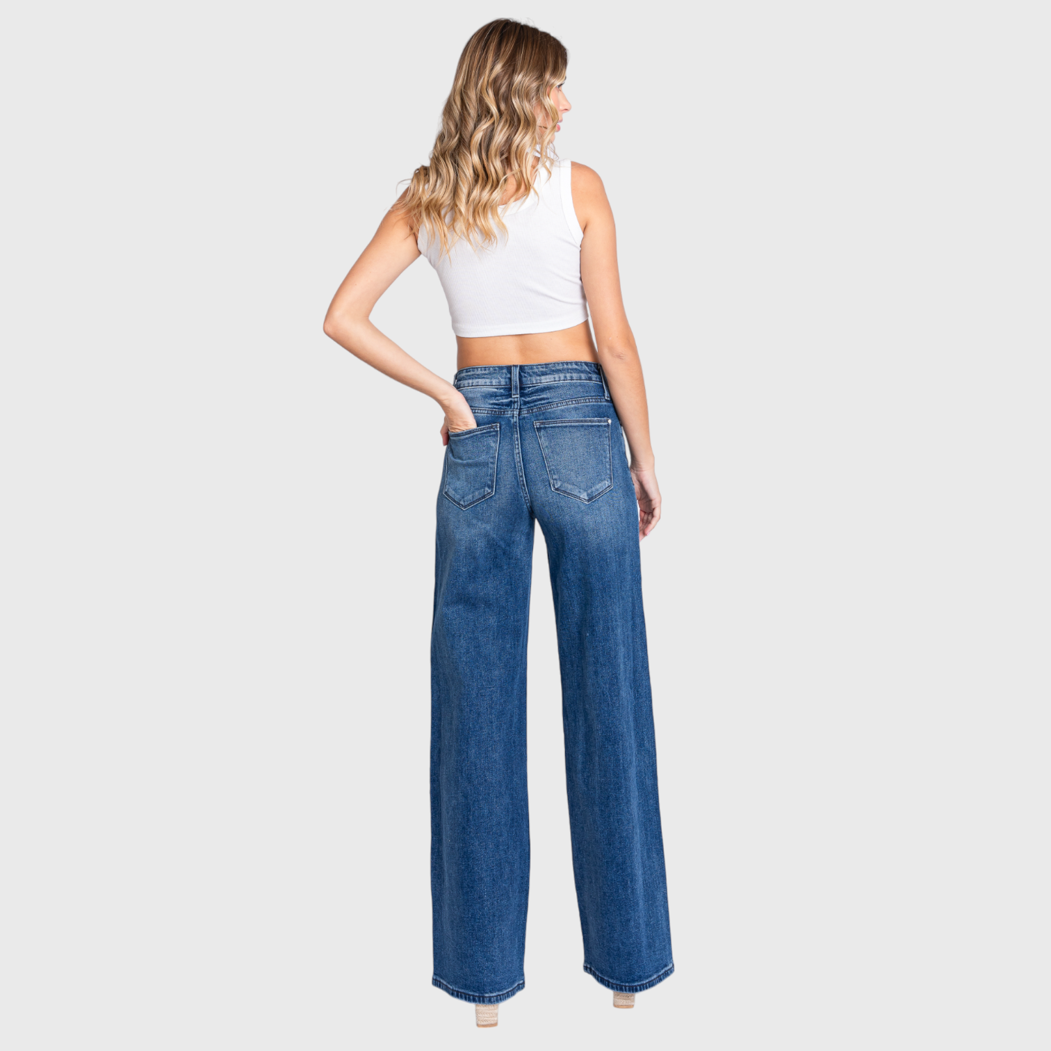 P1058W-DM HIGH RISE COMFORT STRETCH WIDE LEG JEANS