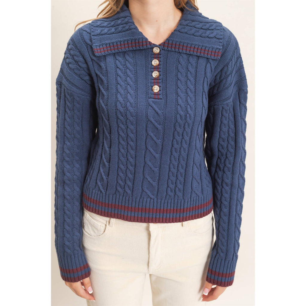 Cable Knit Collar Sweater