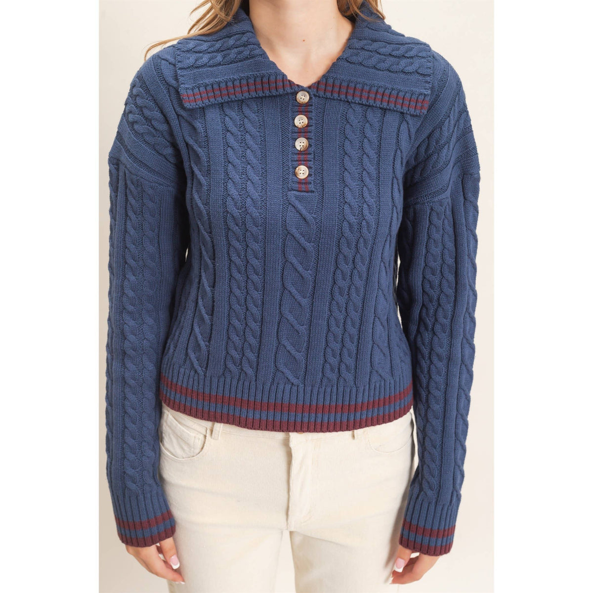 Cable Knit Collar Sweater