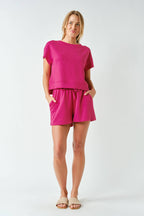 Luxe Sand Wash Rib Classic Tee Set