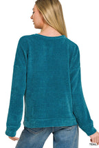 Chenille Waffle Center Seam Sweater Zenana