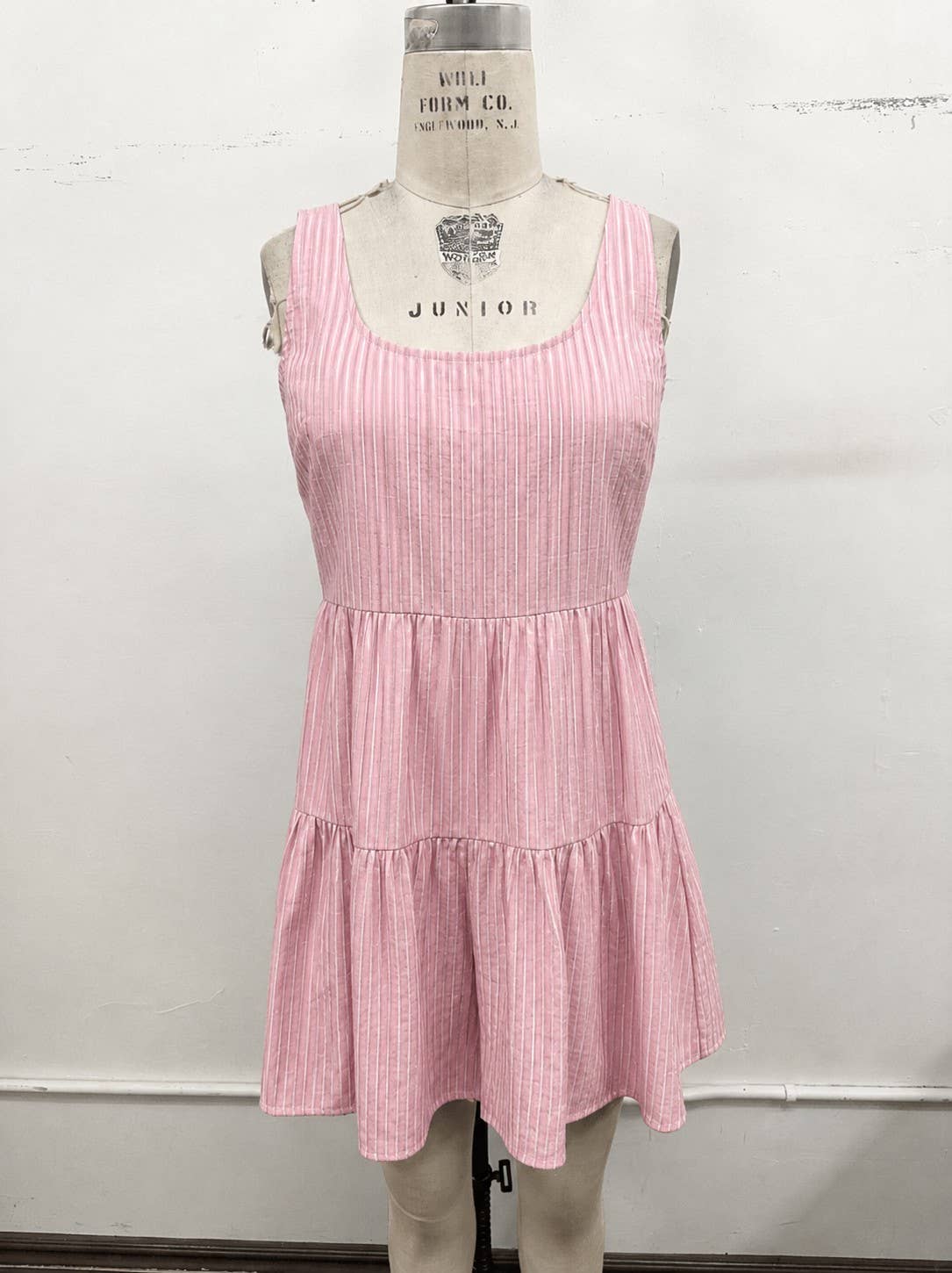 Bluebell Pinstripe Tiered Romper