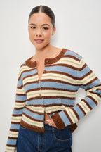 KAY STRIPED BUTTON UP CARIDGAN