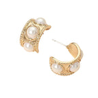Chunky Textured Pearl Hoop Earrings