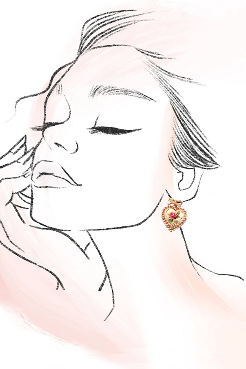 ROSE CERAMIC PORCELAIN BOW DROP EARRINGS | 80E6410