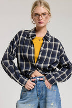 Plaid Button Up Crop Shirt