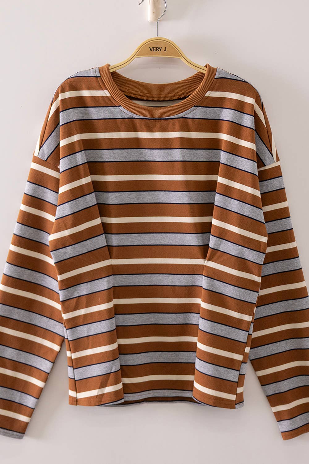 NT12979-Stripe Waist Pleated Top