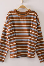 NT12979-Stripe Waist Pleated Top
