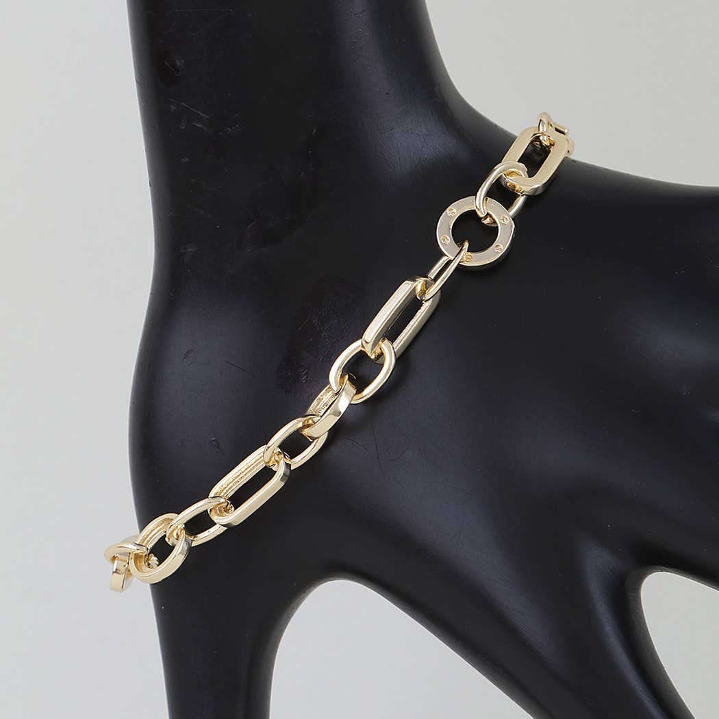 Multi Polished Toggle Link Chain Bracelet