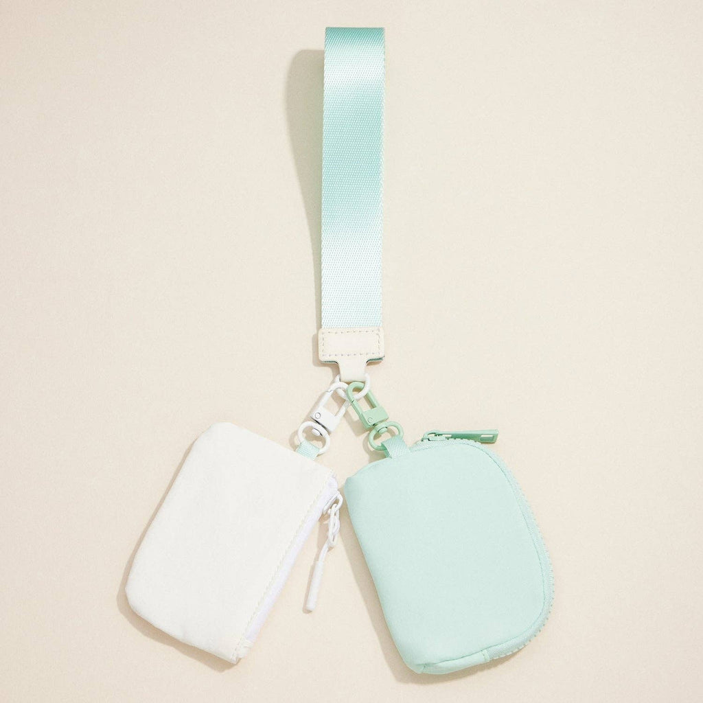 Fabric Dual Pouch Wristlet Wallet | Keychain Holder