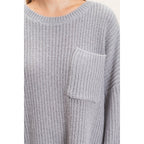 Ribbed Knit Patch Pocket Sweater